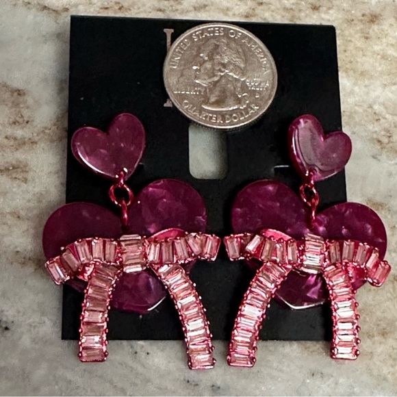 FINAL PRICE DROP I.N.C. International Concepts Bow Heart Drop Earrings - Picture 2 of 3